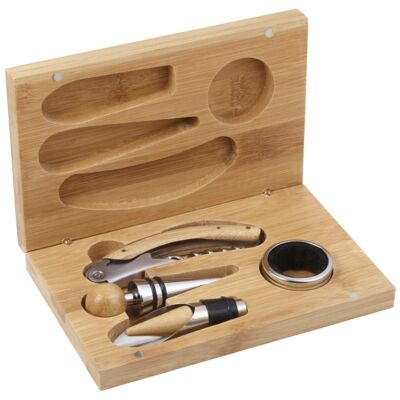 4 Piece Bamboo Wine Gift Set Thumbnail